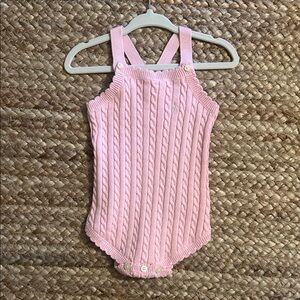 NWT Ralph Lauren baby girl pink cable knit one piece, 3M